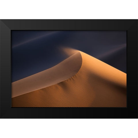 Sand Wave Black Modern Wood Framed Art Print by Liao, Yuhan