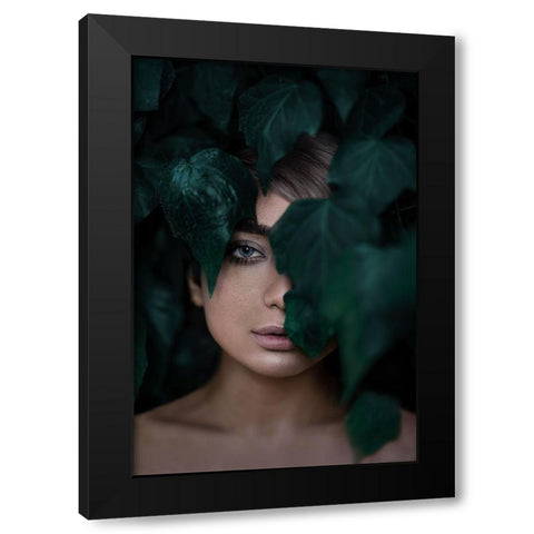 Her Eye Black Modern Wood Framed Art Print with Double Matting by Hamedani, Ardalan