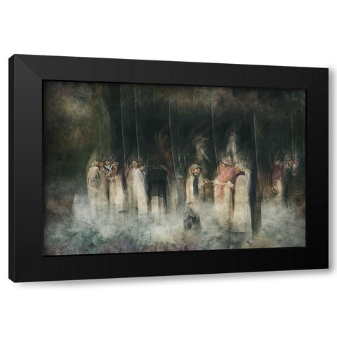 The Public Black Modern Wood Framed Art Print with Double Matting by Van Der, Jan