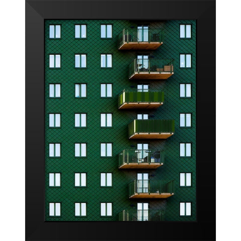 Snaky Black Modern Wood Framed Art Print by Surleac, Marius