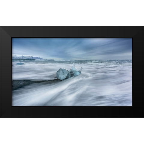 The Baby Falling Down The Sea Black Modern Wood Framed Art Print by Zhen Yu, James