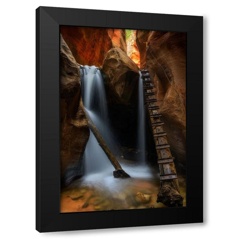 Waterfall Black Modern Wood Framed Art Print by Zhang, Johnny