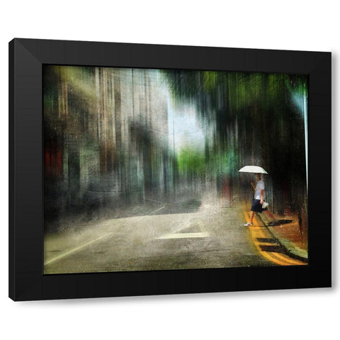 Street Black Modern Wood Framed Art Print with Double Matting by Lammakmak