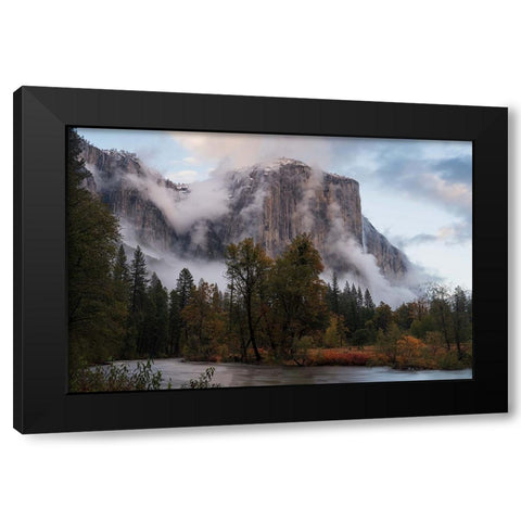 Fall Color In Mist Black Modern Wood Framed Art Print with Double Matting by Shi, Mei