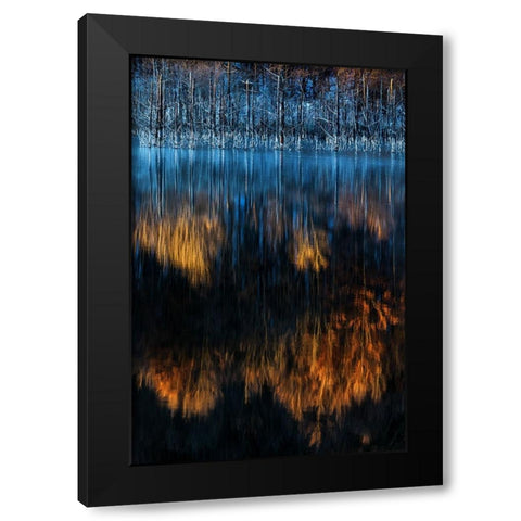 Cuejdel lake Black Modern Wood Framed Art Print by Mirica, Dan