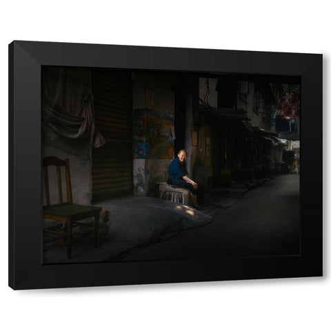 Noon Black Modern Wood Framed Art Print with Double Matting by Wang, Alvin