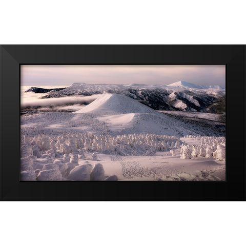 Morning Snow Monsters 2 Black Modern Wood Framed Art Print by Kimura, Yuta