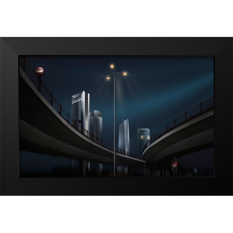 4 Torres Drama Black Modern Wood Framed Art Print by Otero Sobrino, Dani