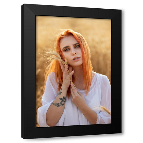 Darina Black Modern Wood Framed Art Print with Double Matting by Bogdan R, Mihai