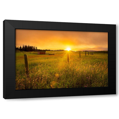 The Sun Is Rising Black Modern Wood Framed Art Print by Yu, Wenjin