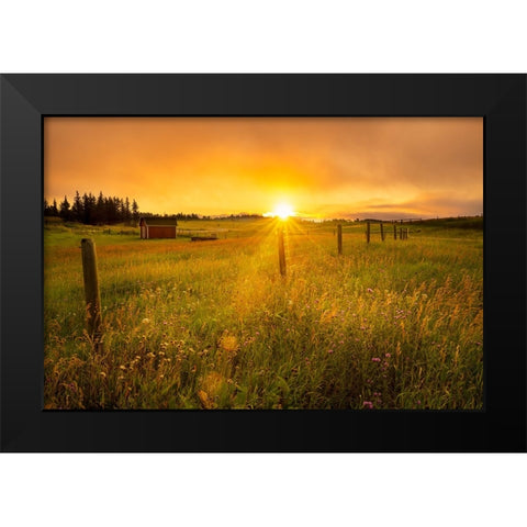 The Sun Is Rising Black Modern Wood Framed Art Print by Yu, Wenjin
