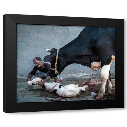 Welcome To The Cruel World Black Modern Wood Framed Art Print with Double Matting by Bahmani, Mitra