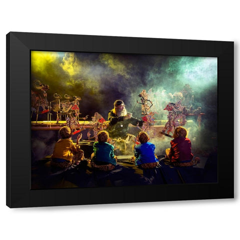 Wayang Kulit Master Black Modern Wood Framed Art Print with Double Matting by Bunjamin (Abe), Antonyus