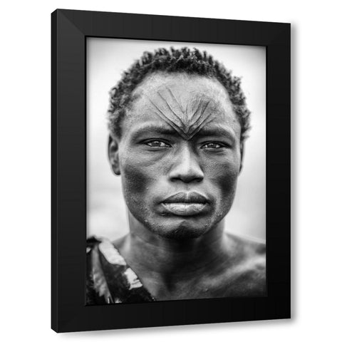 The Face Of The Mundari Black Modern Wood Framed Art Print by Cole, Trevor