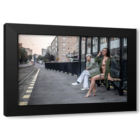 Station Goodies Black Modern Wood Framed Art Print by D. Pop, Ovi