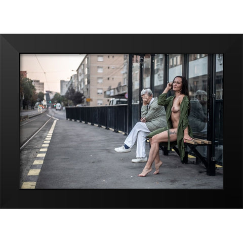 Station Goodies Black Modern Wood Framed Art Print by D. Pop, Ovi