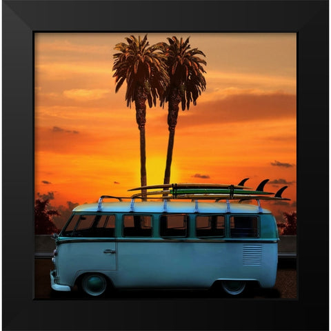 VW Bus Black Modern Wood Framed Art Print by Butterworth, Larry
