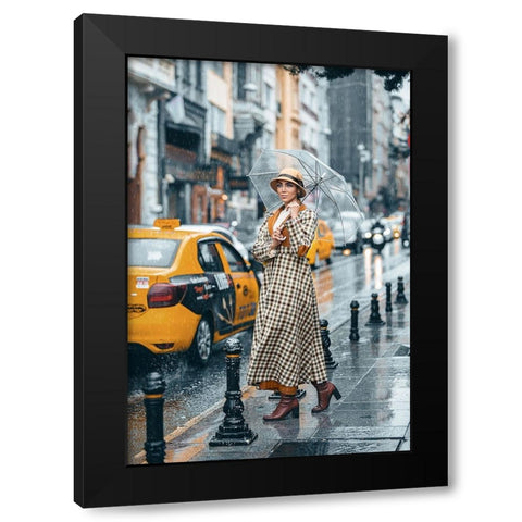 Under The Rain! Black Modern Wood Framed Art Print by Behzadi Boroujeni, Amir