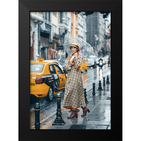 Under The Rain! Black Modern Wood Framed Art Print by Behzadi Boroujeni, Amir