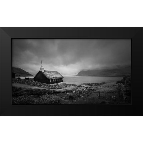 Peaceful Black Modern Wood Framed Art Print by Zeng, Kenneth