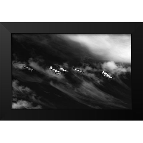 Flight On The Way Black Modern Wood Framed Art Print by Wicklow, Jorgen