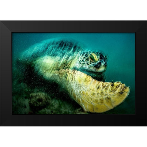 Agitation Black Modern Wood Framed Art Print by Melesan, Serge