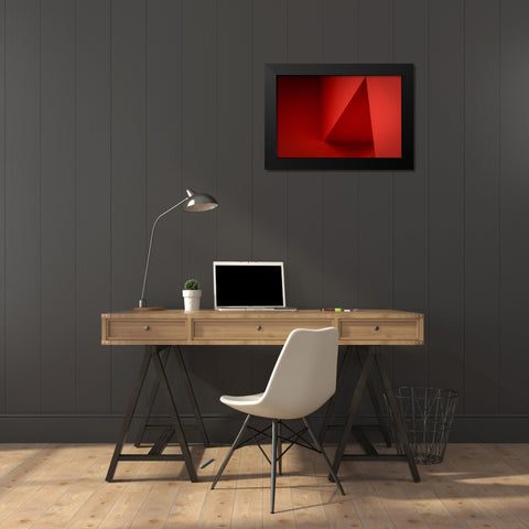 Red Corner Black Modern Wood Framed Art Print by Wolters-Wrase, Heike