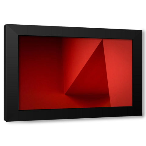 Red Corner Black Modern Wood Framed Art Print by Wolters-Wrase, Heike