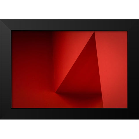 Red Corner Black Modern Wood Framed Art Print by Wolters-Wrase, Heike