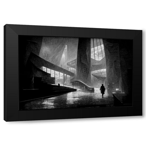 Walking Black Modern Wood Framed Art Print by Stalmans, Luc