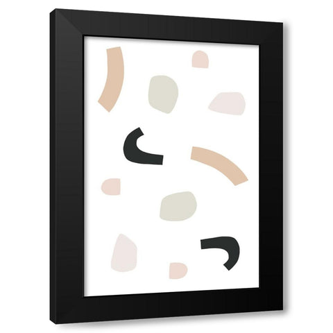 Happy Abstract No 3 Black Modern Wood Framed Art Print with Double Matting by uplusmestudio