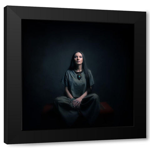 Persian Girl Black Modern Wood Framed Art Print with Double Matting by Hasheminasab, Moein