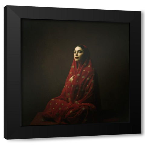 Persian Girl Black Modern Wood Framed Art Print with Double Matting by Hasheminasab, Moein