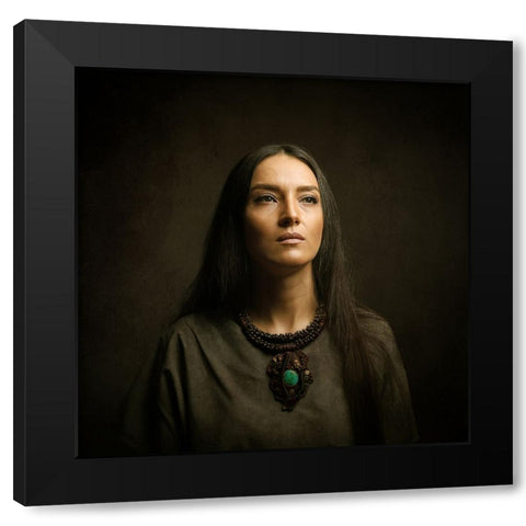 Persian Girl Black Modern Wood Framed Art Print with Double Matting by Hasheminasab, Moein