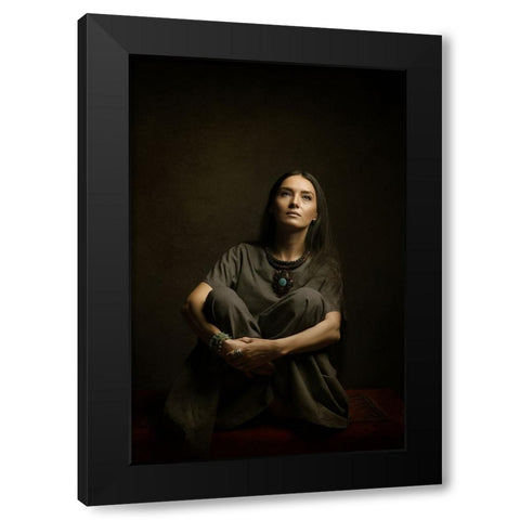 Persian Girl Black Modern Wood Framed Art Print with Double Matting by Hasheminasab, Moein