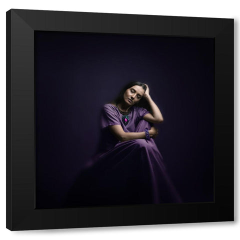 Persian Girl Black Modern Wood Framed Art Print with Double Matting by Hasheminasab, Moein
