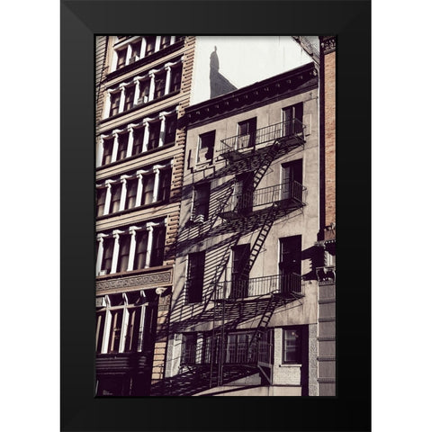 New York City Fire Escapes Black Modern Wood Framed Art Print by Martin, Rikard