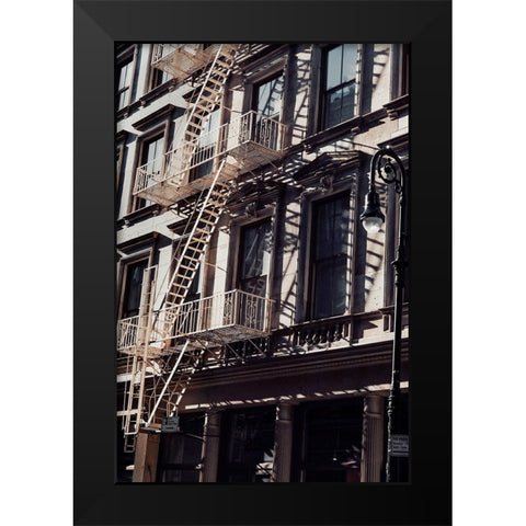 New York City Fire Escapes 03 Black Modern Wood Framed Art Print by Martin, Rikard