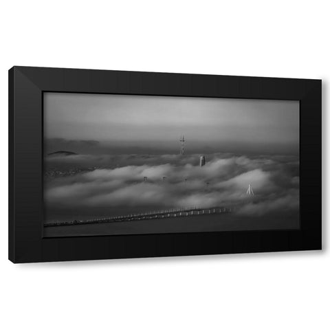 Thick Fog Rolling Over Bay Bridge Black Modern Wood Framed Art Print with Double Matting by An, Anna