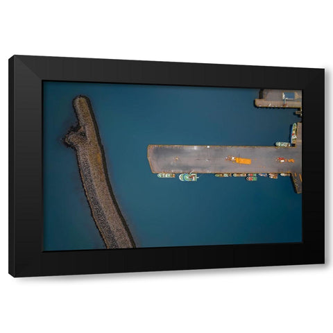Port Black Modern Wood Framed Art Print with Double Matting by Kravanja, Jure