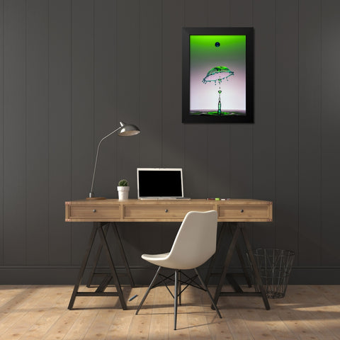 Dancing Drops Black Modern Wood Framed Art Print by Sayadi, Yousef