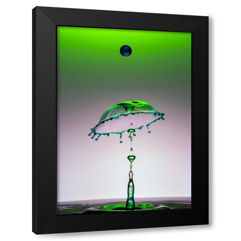 Dancing Drops Black Modern Wood Framed Art Print by Sayadi, Yousef