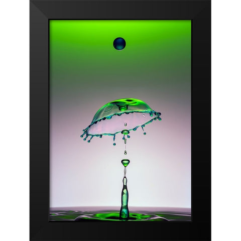 Dancing Drops Black Modern Wood Framed Art Print by Sayadi, Yousef