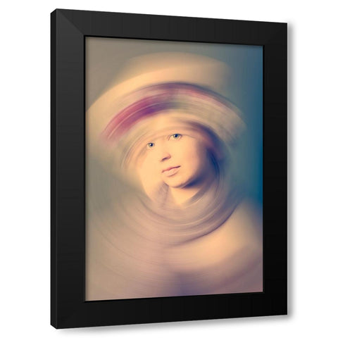 Swirl With Me Black Modern Wood Framed Art Print with Double Matting by Kiral, Cicek