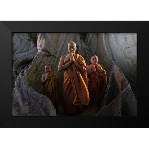 Prayer Together Black Modern Wood Framed Art Print by Fifi, Magdalena