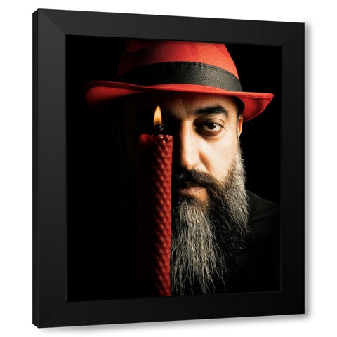 Fiery Eye Black Modern Wood Framed Art Print by Heydari, Amir