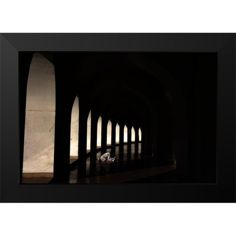 Pray For Allah Black Modern Wood Framed Art Print by Alam Khan, Rakibul