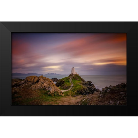 Ynys-Llanddwyn Lighthouse Black Modern Wood Framed Art Print by Zhen Yu, James