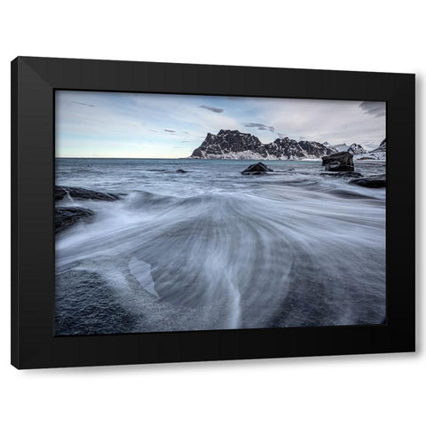 UttakleIV Beach Black Modern Wood Framed Art Print with Double Matting by Goossens, Henk