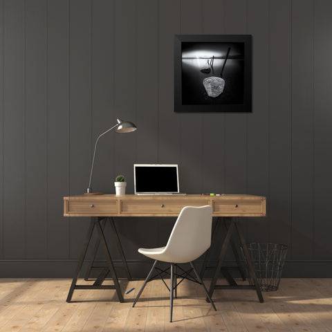 Silent Beach Black Modern Wood Framed Art Print by Ding, Sunny